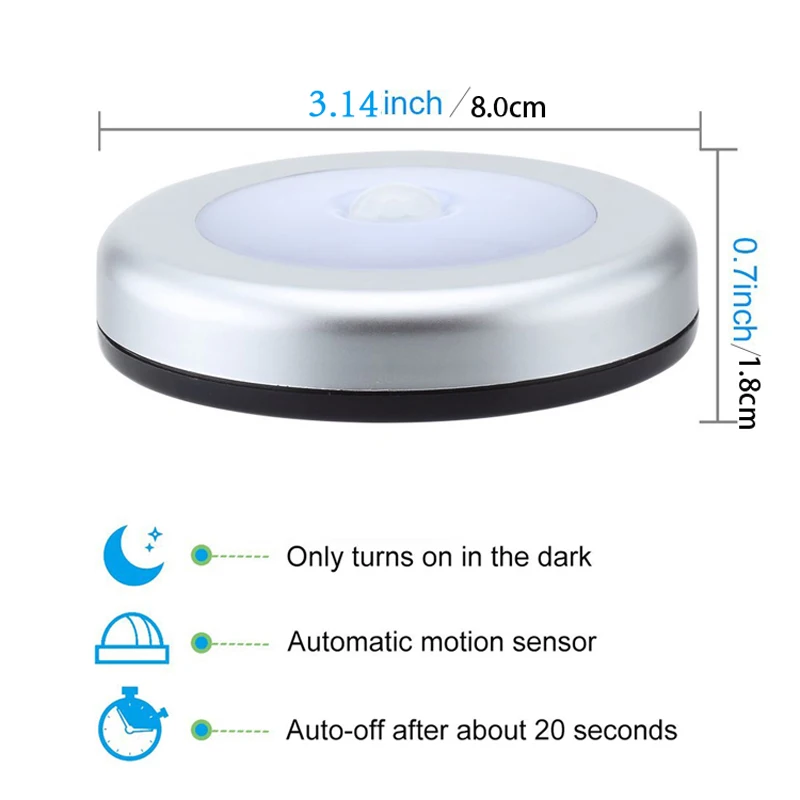 Conduziu a Luz para o Armário Corredor da Lâmpada do Armário de Parede Bochsbc Sensor Infravermelho Noite Lâmpada Luzes 6 Leds Movimento Escada Deck Porão 5 Pcs 3 para o Armário, Escada, Deck, porão Corredor