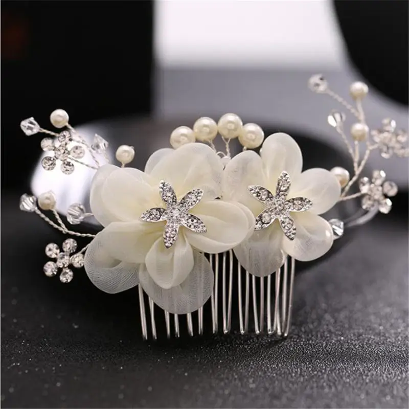 

Bride Hair Combs Foliage Handmade Flower Headdress for Girls Rhinestone Wedding Tiara hairstyle Ornament Women Hair Accessories