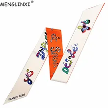 Новая женская шелковая сумка с шарфом и буквенным принтом, модные шарфы для головы, Брендовые женские шелковые платки, пояс для дам