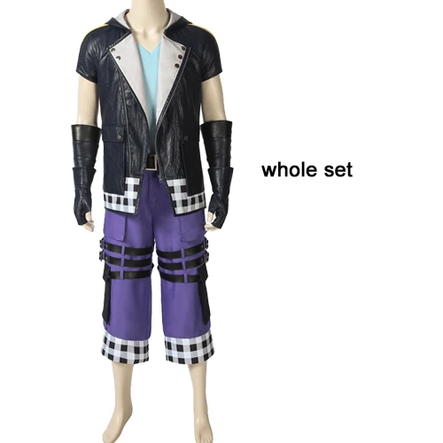 Riku толстовка из искусственной кожи Куртка Королевство Сердца 3 костюм аксессуары для маскарада на Хеллоуин Рику водонепроницаемые чехлы на обувь под заказ - Цвет: whole set