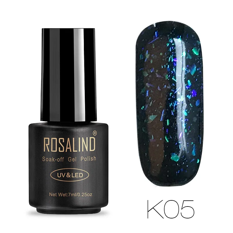 Розалинд гель 1 s 7 мл Блестящий Galaxy ногтей Гель-лак красочные блеск гель полуперманентный лак Nail Art замочить от УФ-грунтовка для ногтей - Цвет: RAK05
