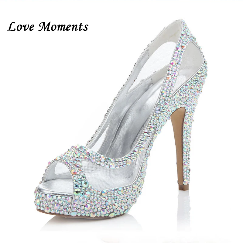Luxury Muilti Color Rhinestone Bridal Wedding Shoes High Heel