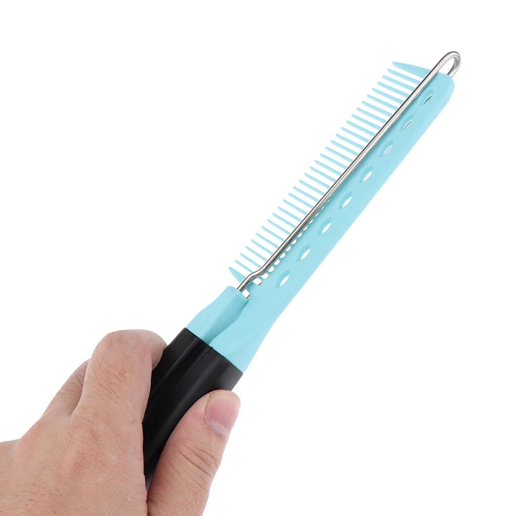 Fashion Salon Straight Bouffant Folding Pocket Comb Clip Hair Travel Brush V Shaped Hair Straightener Brush