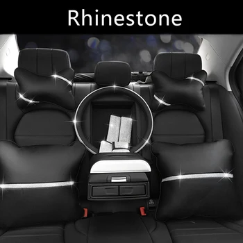

Rhinestones Bling Car Gear Shift Cover Seat Belt Cover Waist Support Neck Pillow Wheel Cover Crystal Diamond Car Accessories