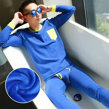 

Men's Wholesale Double Layers Tight Thermal Suits Velvet Thickening Long Johns Winter Suits (for A Set)