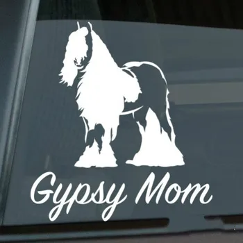 

Gypsy Mom Sticker Die Cut Vinyl - Ver 3 Irish Cob Coloured Tinker Horse Car decal Size(inch): 4.55 X 5.00