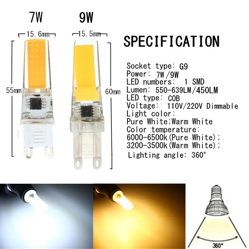 2,5 W светодиоидная лампа с регулируемой яркостью COB Светодиодный лампа E14 E12 E11 E17 G8 BA15D G4 G9 светодиодный светильник лампы заменить галогенные лампы Люстра светодиодный светильник