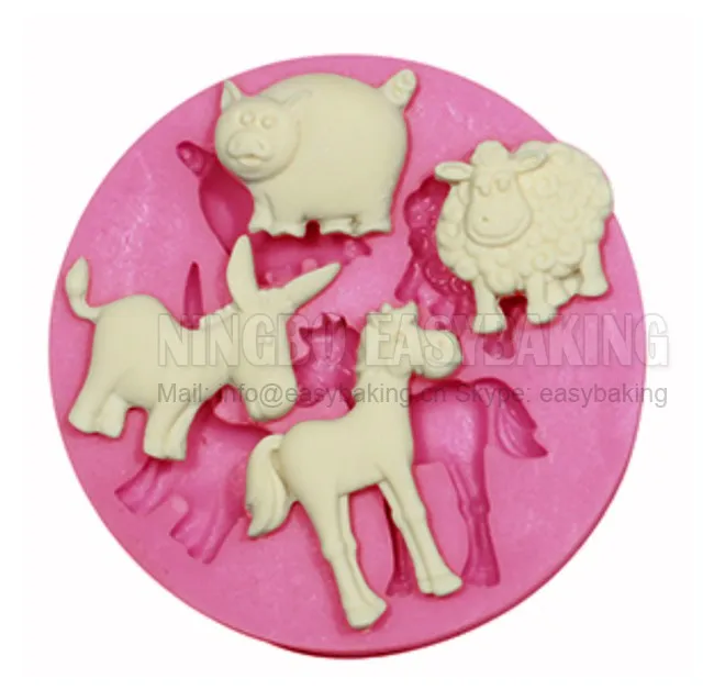 

Animal Shape Silicone Mould Sheep Pig Donkey Horse Cupcake Decorating Mold For Fondant Fimo Gum Paste Sugar Candy Chocolate