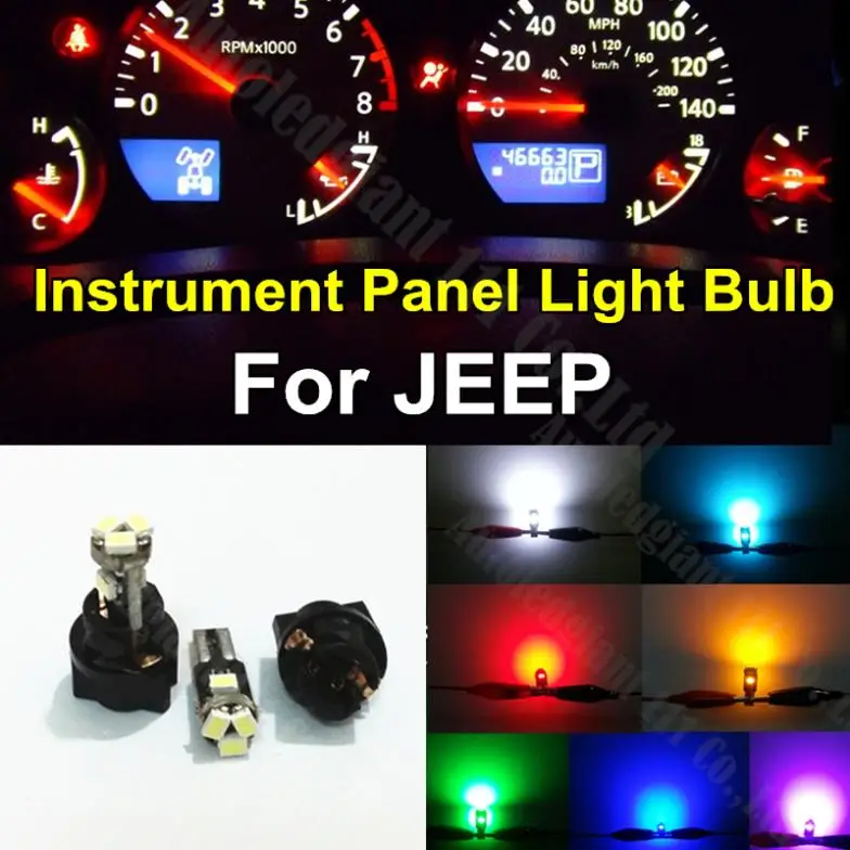 10pieces T5 Lamp Bulb Socket Instrument Cer Warning 10pieces T5 Lamp Bulb Socket Instrument Cer Warning Indicator Sdometer Tachometer Dash Led Light For Jeep