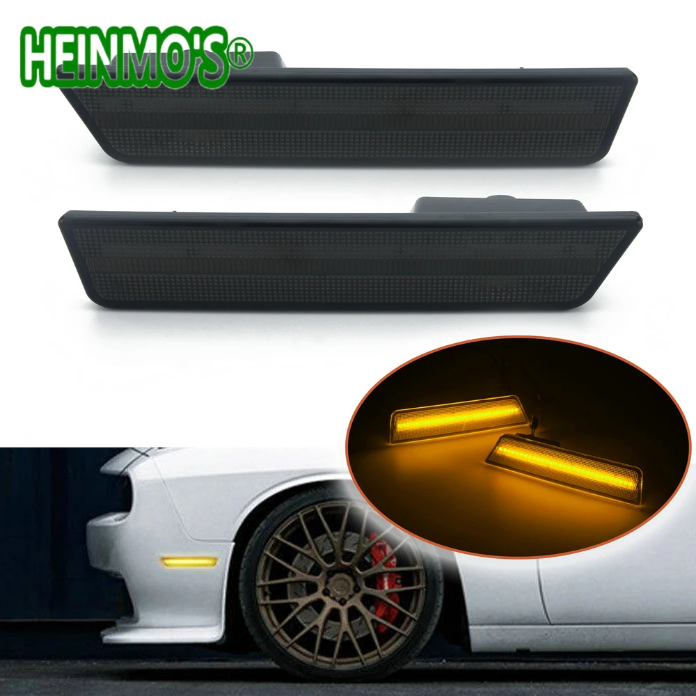 

For Dodge Challenger 2008 2009 2010 2011 2012 2014 Front Side Marker Lamps Turn Signals SMD Amber LED Lights