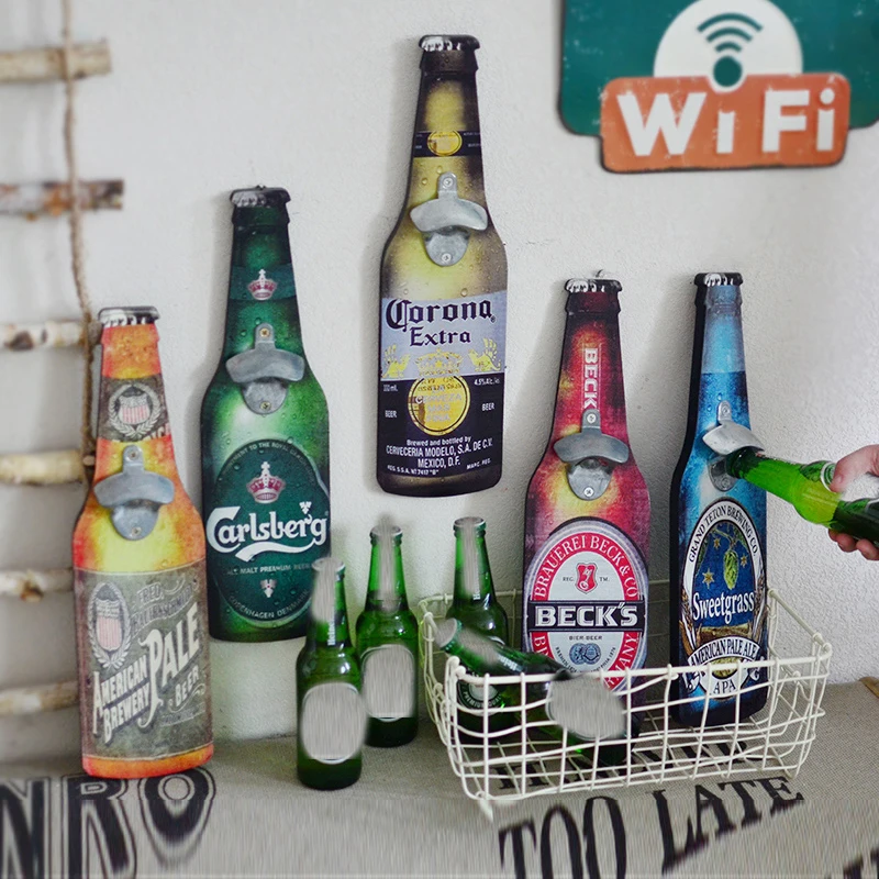 

Wall Bottle Opener Retro Beer Bottle Opener Cafe Bar Restaurant wall Pendant Home Furnishing wall mural wall