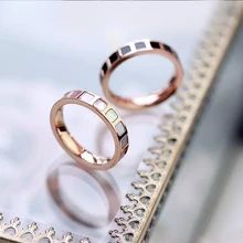 YUNRUO New Arrival Rose Gold Color Natural Pink Shell Rings Titanium Steel Jewelry Woman Fashion Accessories