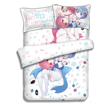 Аниме JK постельное бельё Re жизнь в другом мире от zero Rem оперативная память косплэй кашне комплект кровать плоский простыни Стёганое