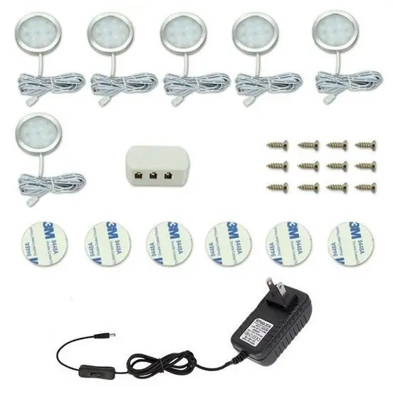 

Dimmable LED Downlight 3/4/6/8pcs/set Under Cabinet LED Light Puck Spotlight With Controller Driver for Kitchen Cupboard