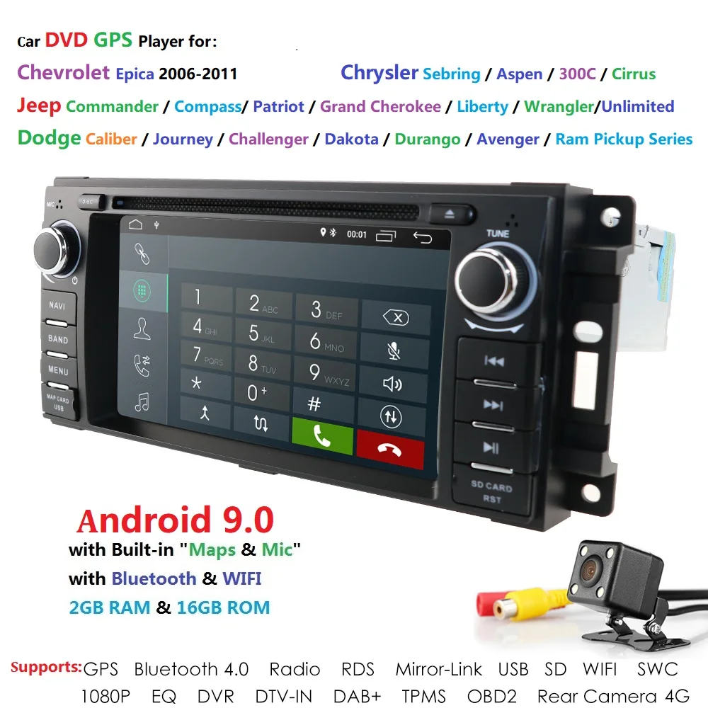 2Din Android 8.1 Car DVD Player AutoRadio For jeep compass Chrysler
