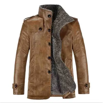 

2019 Plus size 7xl 8xl winter new Men's plus velvet leather jacket stand collar PU leather jacket male Slim Brand Clothing