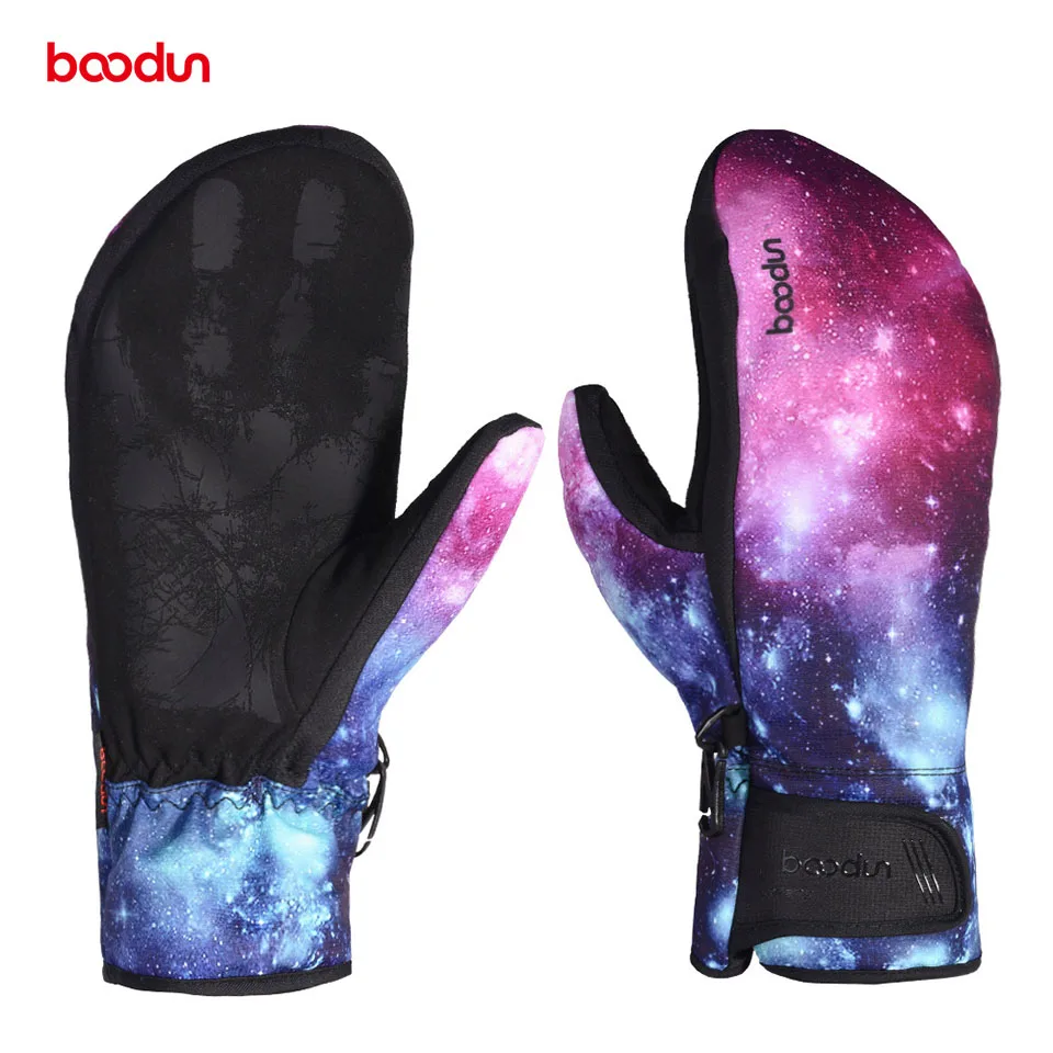 Мужские и женские теплые зимние лыжные перчатки, уличные спортивные перчатки, утолщенные перчатки для холодной погоды, ветрозащитные зимние перчатки для сноуборда - Цвет: Starry sky