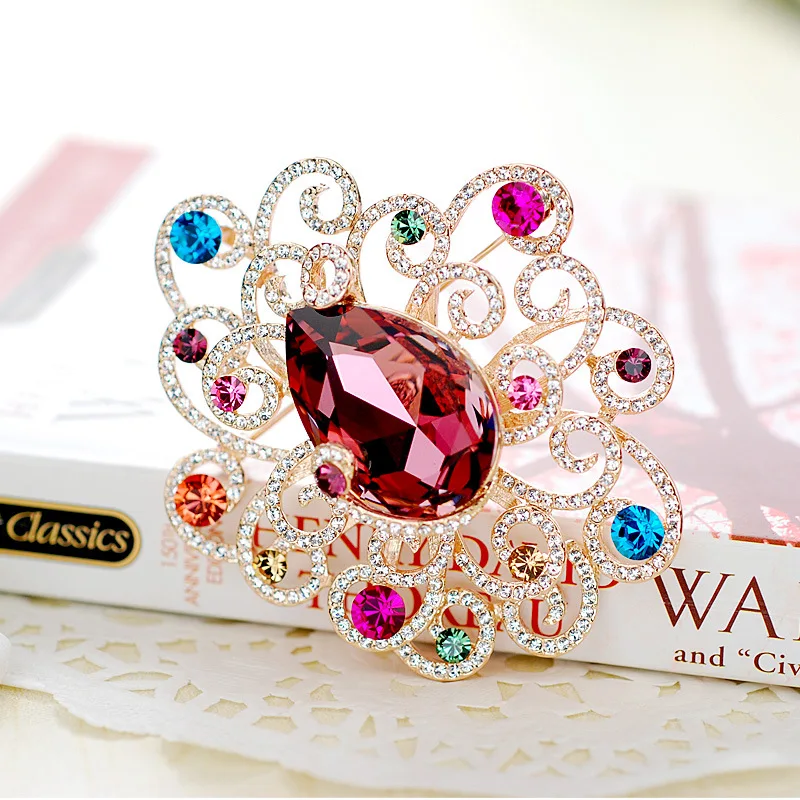 

Elegant noble fashion crystal brooch vintage royal accessories jewelry high quality brand jewellery gift