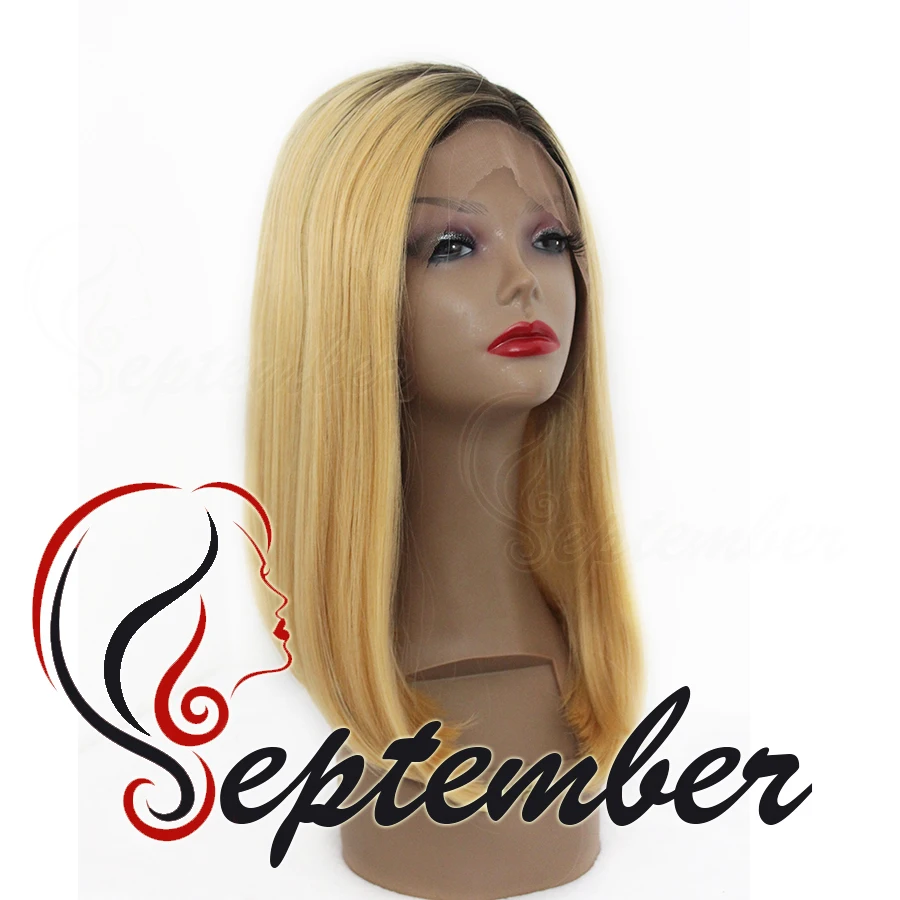 

Honey Blonde synthetic short bob cute hair lace front wig heat resistant synthetic lace front wig for black women ombre wig
