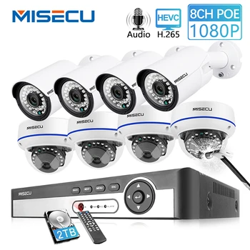 

MISECU 8CH 1080P POE NVR Kit Security CCTV System Outdoor Indoor Audio Record IP Camera Waterproof P2P Video Surveillance Set