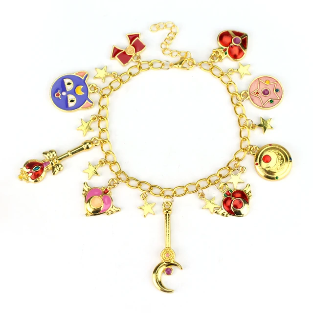 Sailor Moon Bracelet Gold Color Cute Charm Bangle Sailor Moon Bracelet Gold Color Cute Charm Bangle Christmas Gift For Women