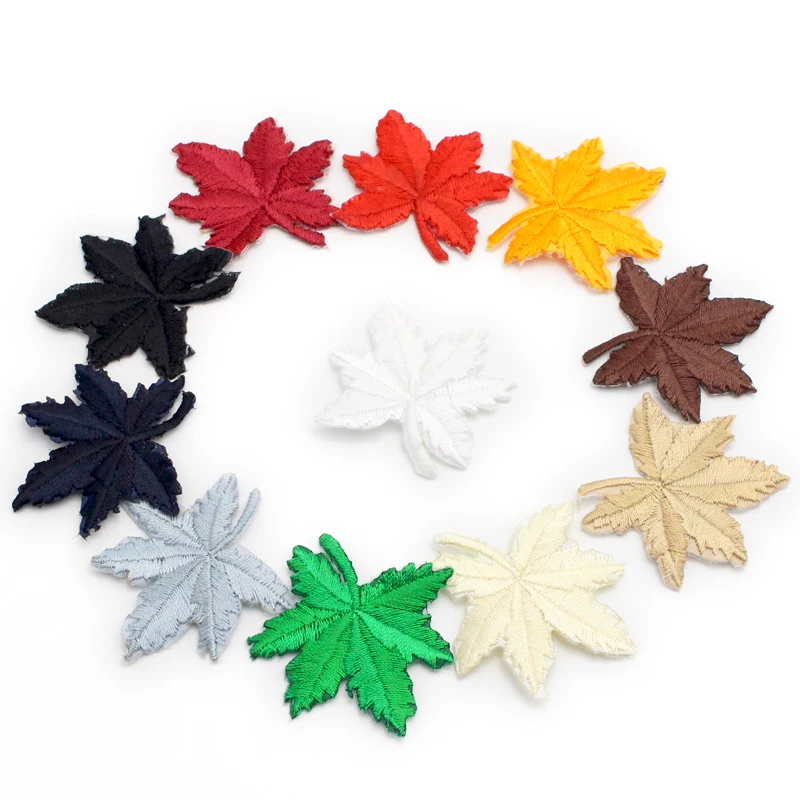 

Lucia crafts 6pcs/10pcs 4.5*4.5cm Maple Leaf patch Garment Applique Accessory Fabric Sticker Embroidered Iron on Patch L0617