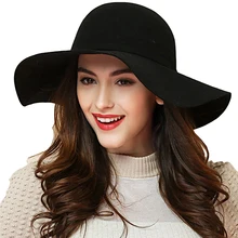 

Autumn Winter Parenting Hat Women Vintage Wide Brim Hat Imitation Wool Warm Felt Bowknot Bowler Floppy Cap Children Fedora Hat