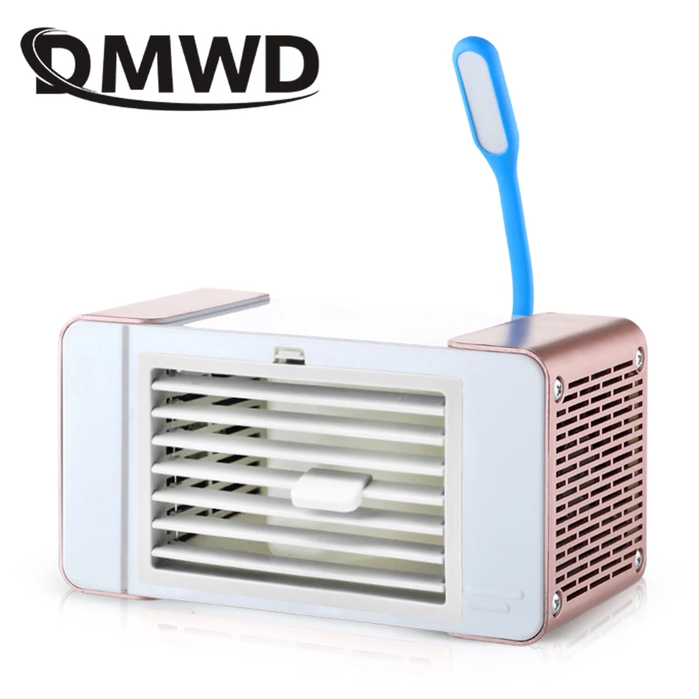DMWD Mini escritorio USB Ventilador de aire acondicionado refrigerador sin bisturí frío refrigerado por agua acondicionado ventiladores de refrigeración humidificación Ventilador