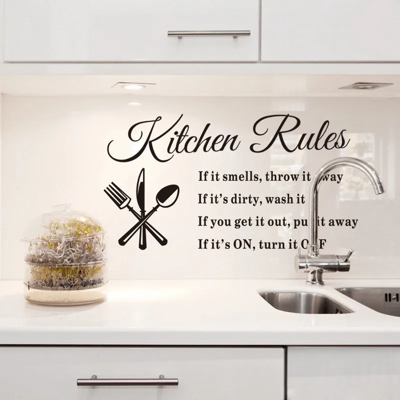 home decor Removable Wall Stickers Kitchen Rules Decal Home Accessories Beautiful Pattern Design Decoration home decor