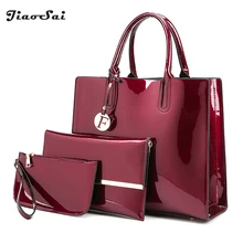 Роскошная лакированная кожа сумки 3 шт. лакированные плеча Crossbody сумка для женщин Повседневное Tote курьерские Сумки Комплект клатч Feminina