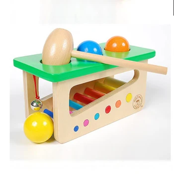 

Color Bell Knocking Ball Hitting Platform Baby Puzzle Wooden Toy Gives Children Enlightenment Gift Children's Educational Toys