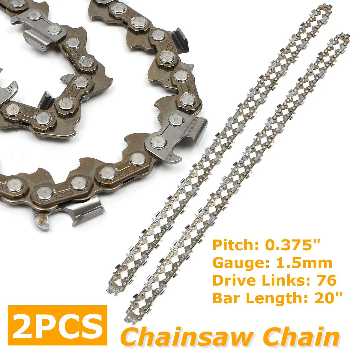 

2pcs 20 inch Chainsaw Chain Semi Chisel For Rotatech Chainsaw Saw Chain Fits Timberpro 62cc 0.375'' 0.058" 76DL