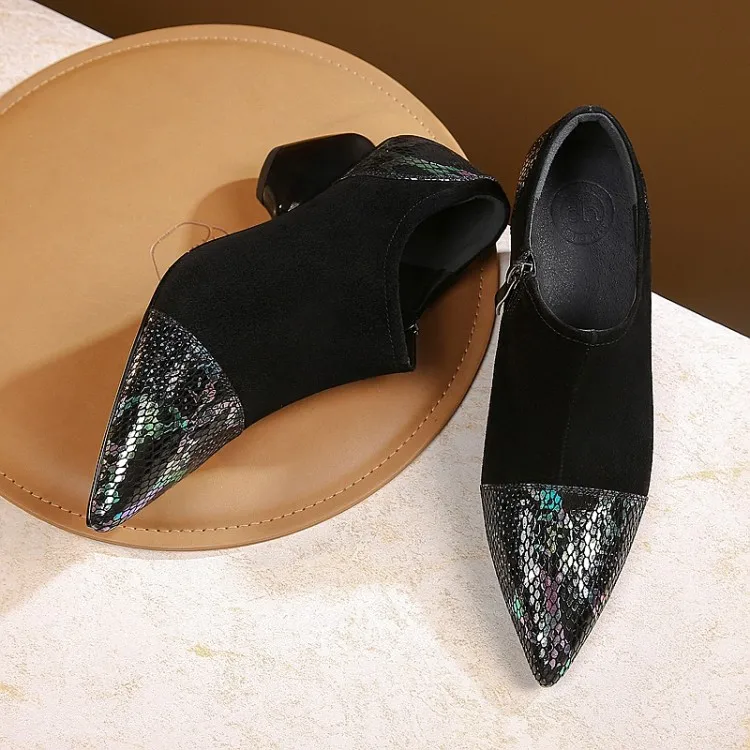 

MLJUESE 2019 women pumps autumn spring Sheepskin Rome style zippers pointed toe high heels lady shoes party size 34-42