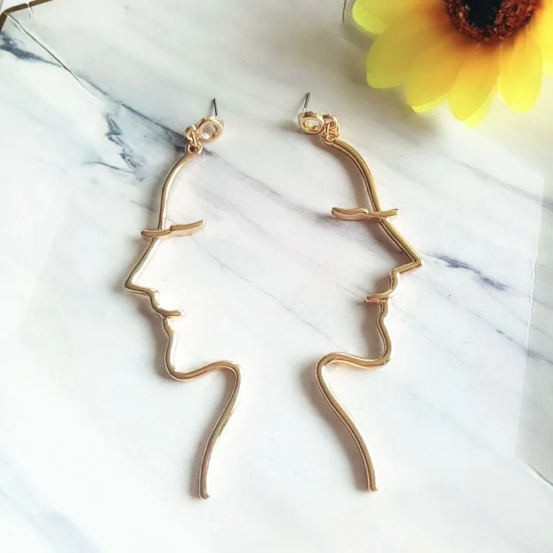 Timlee E193 New Personality Exaggeration Face Earring Alloy Long Drop Earrings,Fashion Accessories wholesale