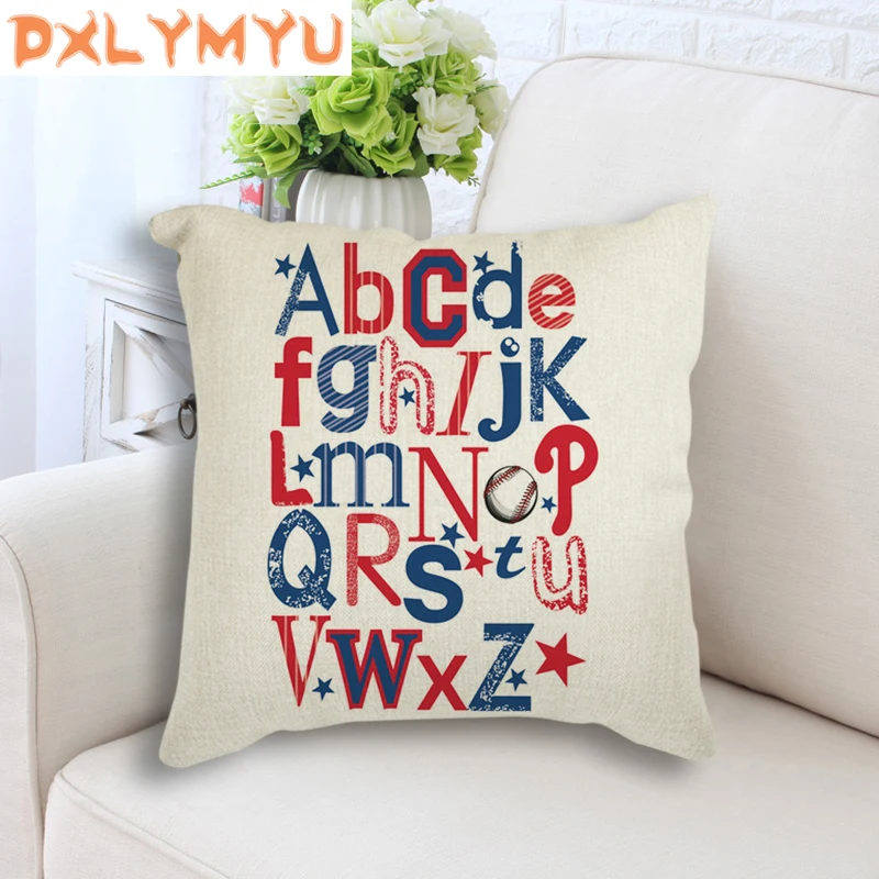 

Geometric ABC Alphabet Printed Pillow Case 26 English letters Pillowcase Cotton Linen Ethnic Pillow Cover Bedroom Throw Pillows