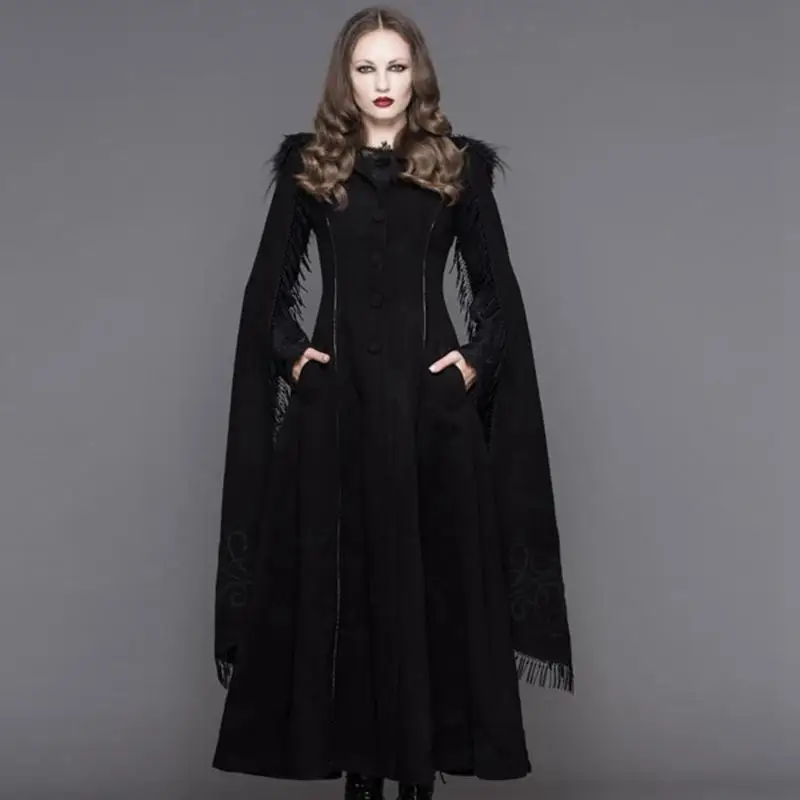 Devil Fashion Women's Angel Sleeve Tasseled Goth Long Coat CT02401/CT02402