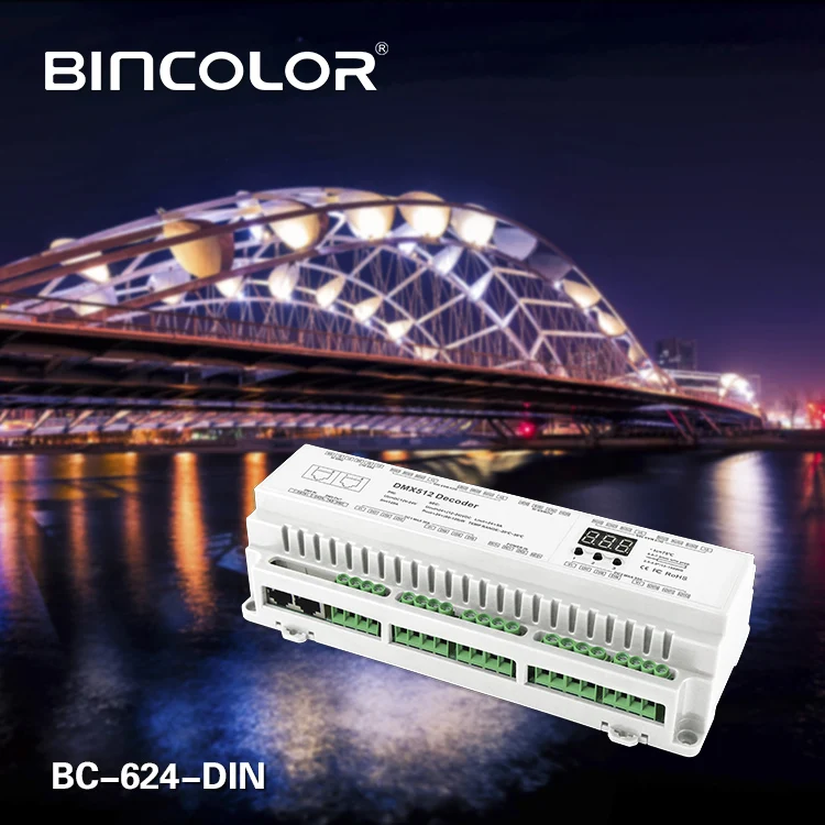 BC-624-DIN/BC-632-DIN/BC-640-DIN 24/32/40 CH DMX512/8bit/16bit DC12V-24V RJ45 подключения светодиодный RGB/RGBW полосы лампы декодер