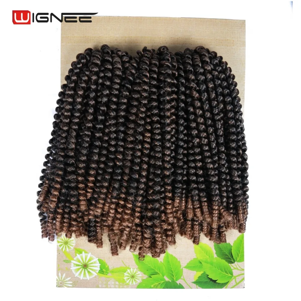 

Wignee 3 Pcs/Lot Spring Curl Crochet Twist Braids Synthetic Hair Extensions For Women High Temperature Kinky Curly Hair Bundles