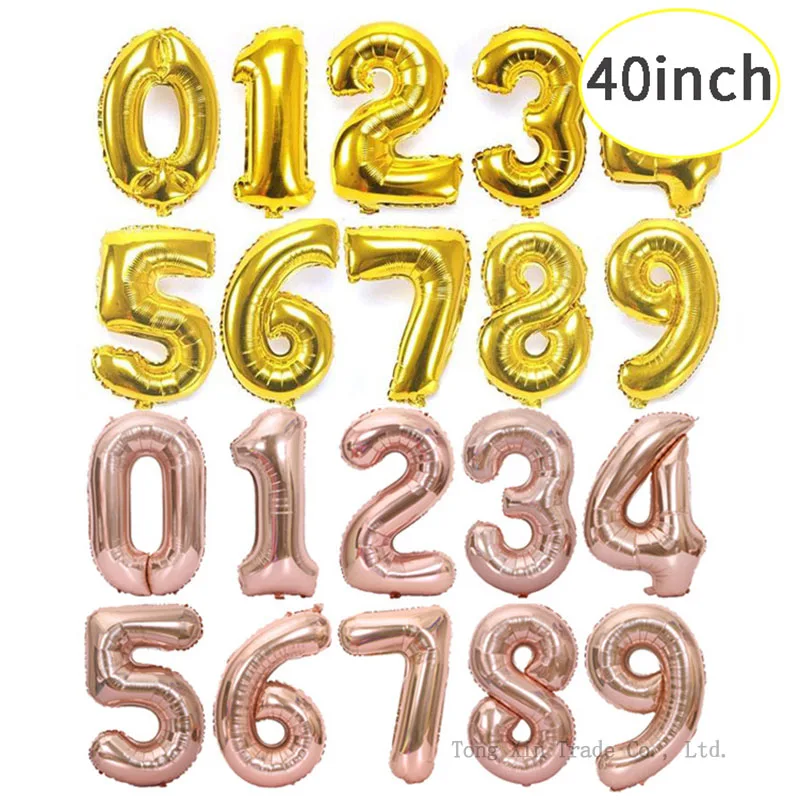 40 Inch Number Balloons Birthday Party Decorations Kids Big Aluminium Film Balloons Birthday Party Decorations Adult