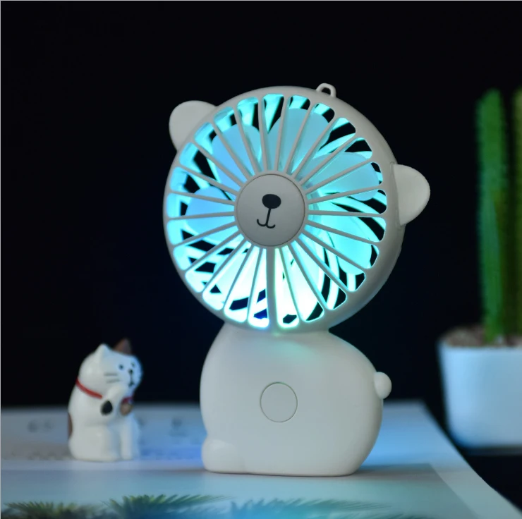 

New Pippi Cat Handheld Charging Fan Cartoon Portable Charging USB with Night Light Mini Pocket Fan