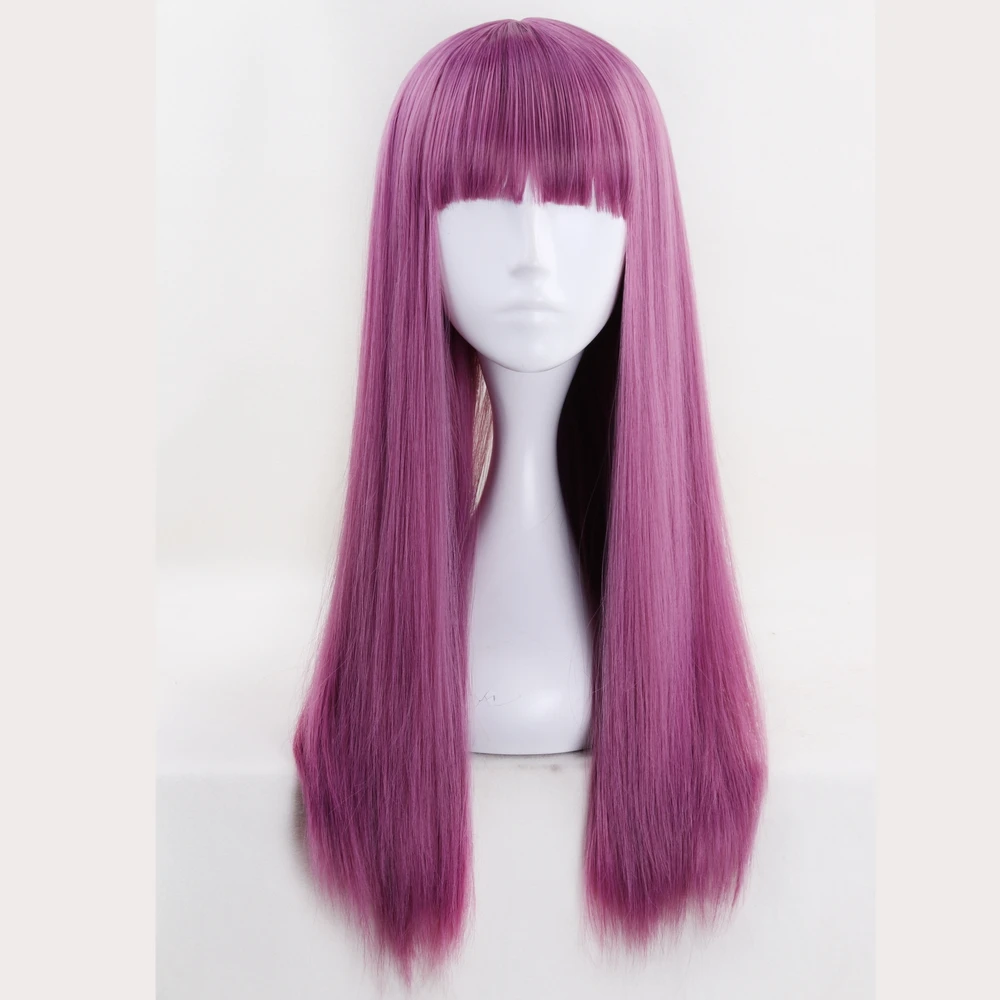 

2019 New Descendants 2 Mal Purple Mix Wig Cosplay Costume Women Long Straight Heat Resistant Synthetic Hair Party Role Play Wigs