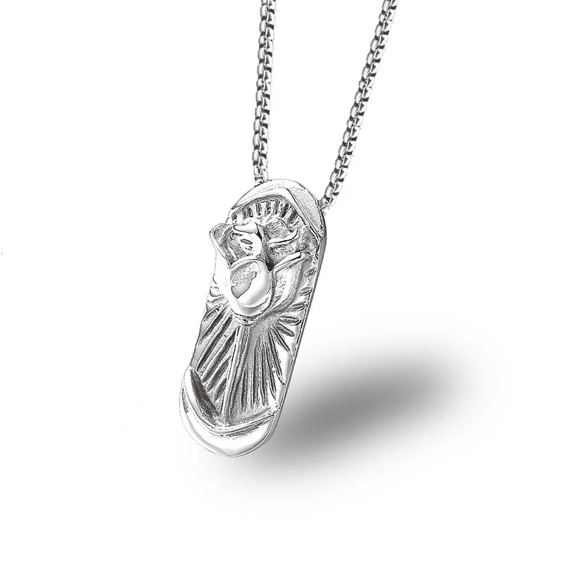 New Fashion Man Jewelry Rose Flower Pattern Pendant Necklace Silver Color Stainless Steel Chain Men Punk Simple For | Украшения и