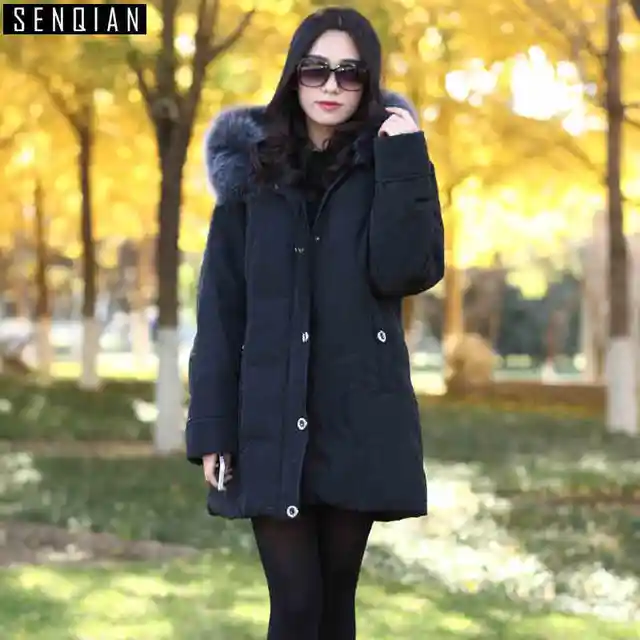 Cheap 2016 new hot winter Thicken Warm woman Down jacket Coat Parkas Hooded fox Fur collar long plus size 8XXXXXXXXL For Weight 100kg