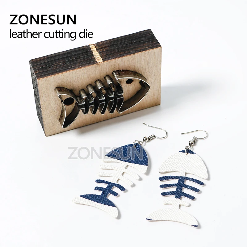 ZONESUN Fishbone кожаные серьги для резки штампованной бумаги художественный инструмент для украшения кожи для высечки машины комплект «сделай сам» резак