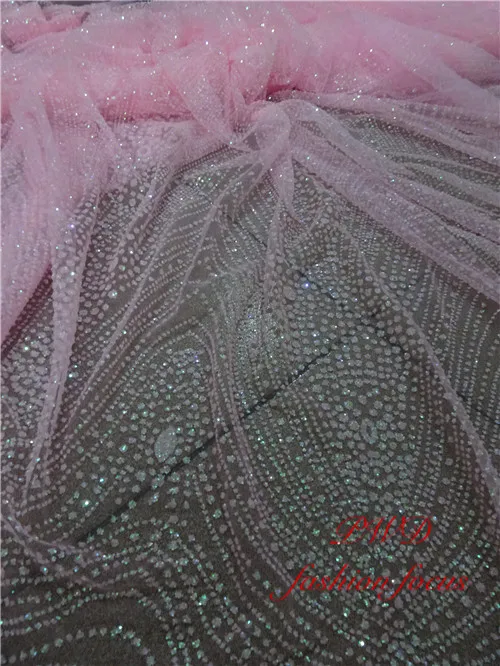 Блестящая Алмазная блестящая сетчатая ткань свадебное платье кристальная белая клееная блестящая трендовая сверкающая Ткань для шитья своими руками - Цвет: pink