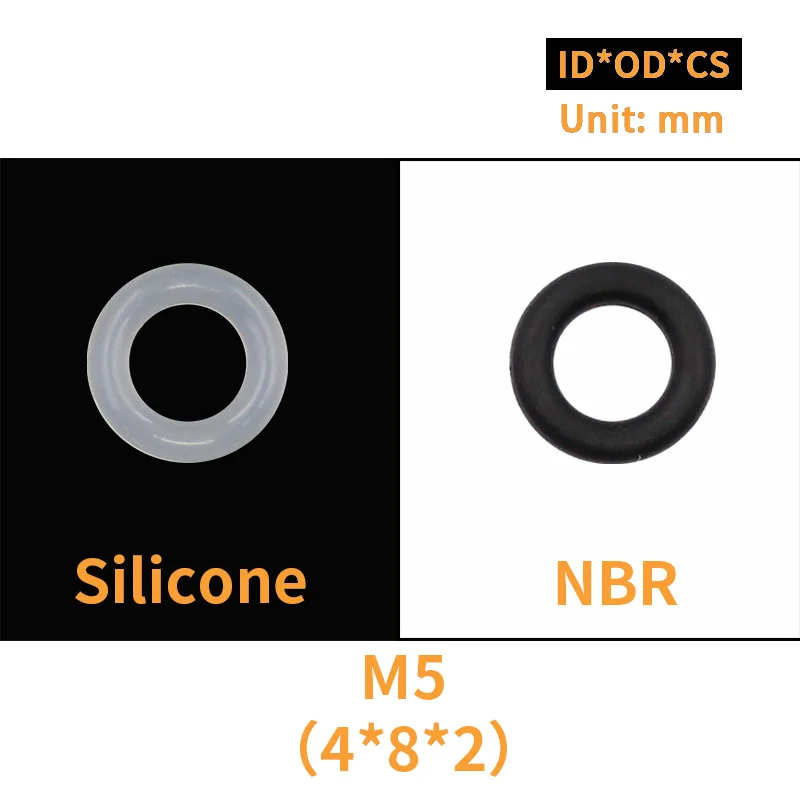 20 шт. M3 M4 M5 M6 M7 M8 M9 M10 Белый силиконовый черный NBR уплотнительное кольцо уплотнения винт шайба резиновая шайба уплотнительное кольцо ассортимент прокладок - Цвет: M5
