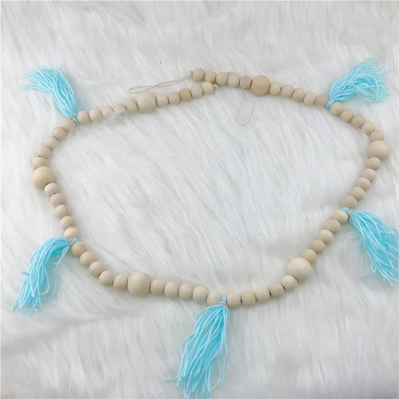 Blue Tassel Garland Wooden Beads Garlands Wood Beads Decor Bridal