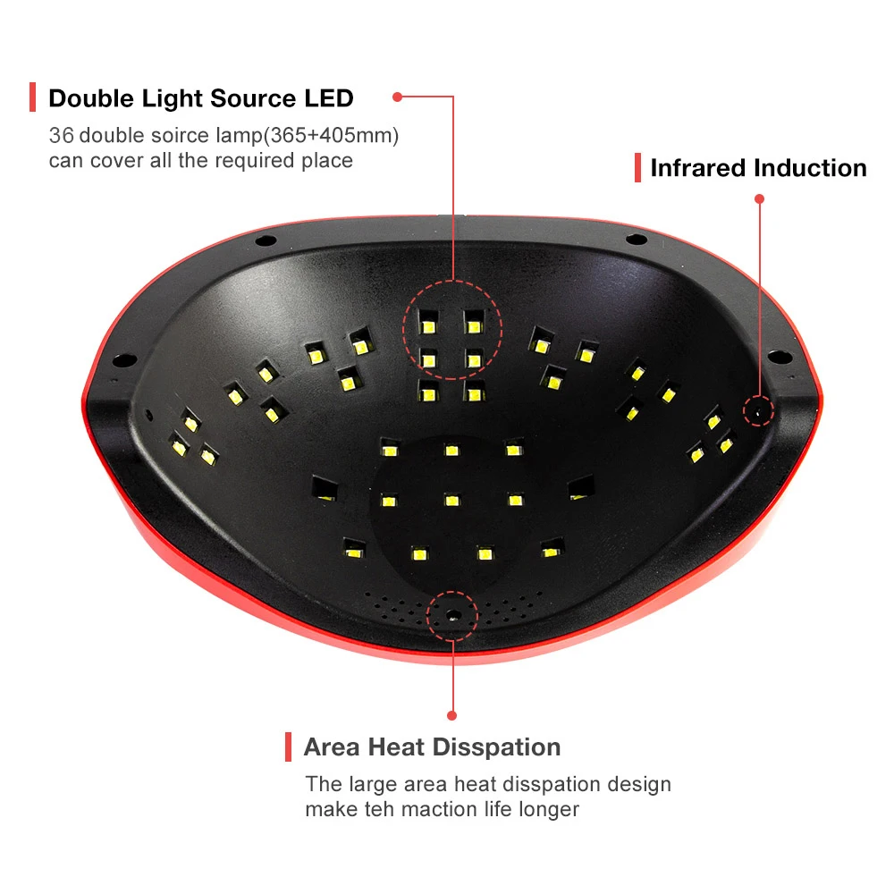 72 Вт УФ светодиодный светильник для ногтей, Сушилка для ногтей, светильник для маникюра, 72 Вт умный светодиодный дисплей для всех инструментов для маникюра, 36 светодиодный
