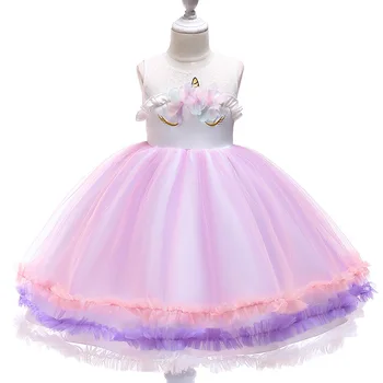 

Girls Pink Princess Dress Kids Cartoon Sleeveless Dresses For Toddler Children European American Fashion Clothing Unicorn Dress