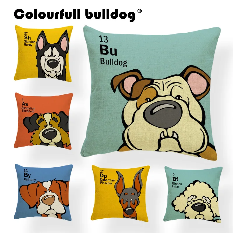 

Animal Greyhound Dog Cushion Print French Bulldog Pillow Cases Schnauzer Cavalier King Charles Throw Pillows Pink Spaniel Pugs